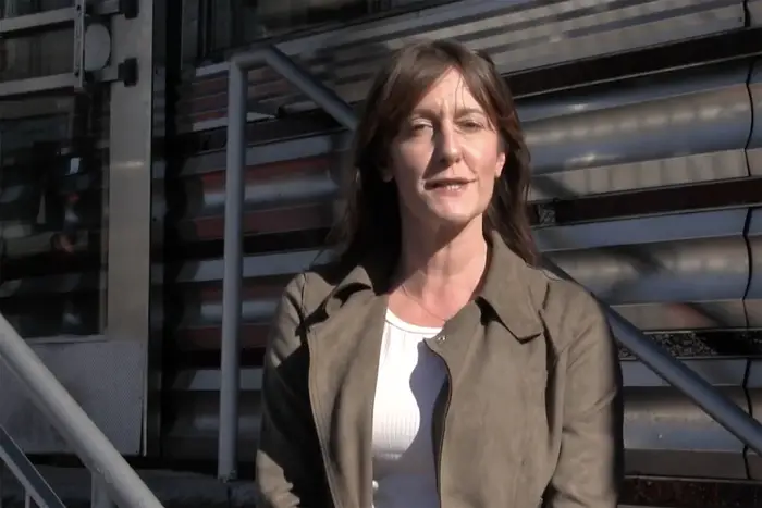 Jersey City Councilmember Amy DeGise appears in a 2021 campaign video. She's been accused of a hit-and-run after a collision with an Uber Eats bicyclist.